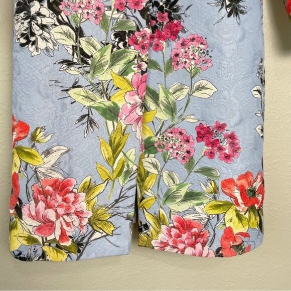 Carlisle Collection blue floral button front quilted coat jacket 2 - Picture 7 of 14